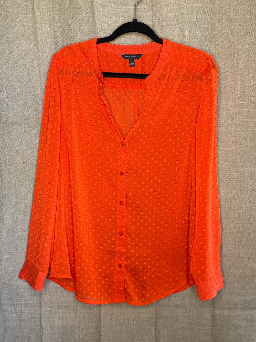 Banana Republic Orange Swiss Dot Blouse